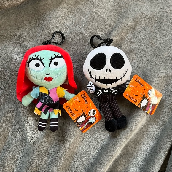 2 Disney Jack Skellington Sally Keychain Plush Nightmare Before Christmas - Picture 1 of 6